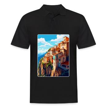 Cuenca Espagne Affiche de voyage vintage WPA Souvenir - Polo Homme - noir - Devant - Kai (181cm)