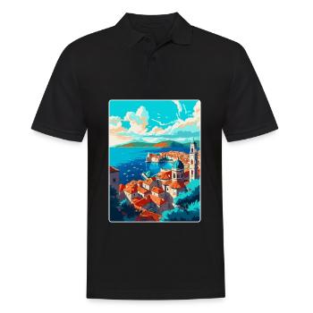 Dubrovnik Croatie Poster de voyage vintage souvenir - Polo Homme - noir - Devant - Kai (181cm)