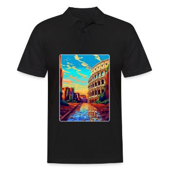 Rome Italy Vintage Travel Poster Souvenir Souvenir - Men's Polo Shirt - black - Front - Kai (181cm)