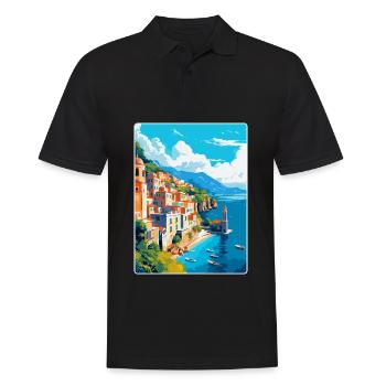 Amalfi Italie Affiche de voyage vintage WPA Souvenir - Polo Homme - noir - Devant - Kai (181cm)