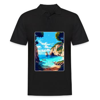 Zakynthos Grèce Affiche de voyage vintage souvenir - Polo Homme - noir - Devant - Kai (181cm)