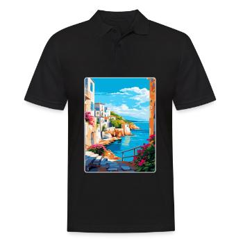 Rhodes Grèce Vintage Voyage Poster WPA Souvenir - Polo Homme - noir - Devant - Kai (181cm)