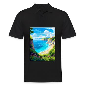 Zakynthos Grèce Affiche de voyage vintage souvenir - Polo Homme - noir - Devant - Kai (181cm)