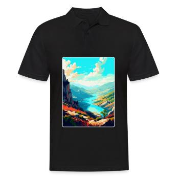 Geres Nationalpark Portugal Vintage Reiseplakat - Männer Poloshirt - Schwarz - Vorne - Kai (181cm)