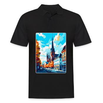 Darmstadt Germany Vintage Travel Poster Souvenir - Men's Polo Shirt - black - Front - Kai (181cm)