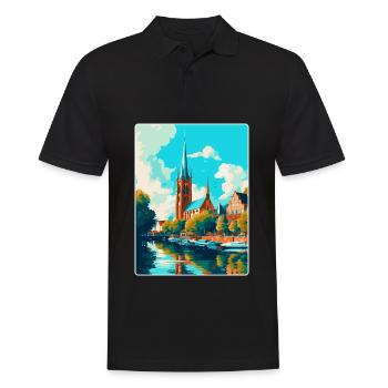 Affiche de voyage vintage de Lübeck Allemagne Souvenir WPA - Polo Homme - noir - Devant - Kai (181cm)