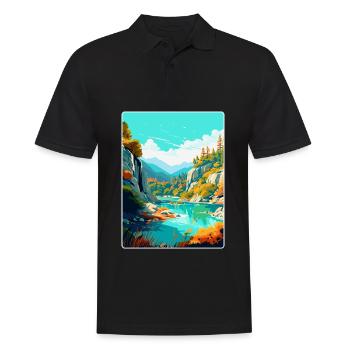 Peneda Geres Nationalpark Portugal Reiseplakat - Männer Poloshirt - Schwarz - Vorne - Kai (181cm)