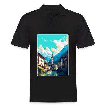 Chur Schweiz Vintage Reiseplakat Souvenir - Männer Poloshirt - Schwarz - Vorne - Kai (181cm)