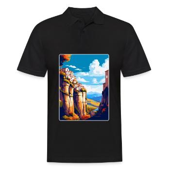 Ronda Spain Vintage Travel Poster WPA Art Souvenir - Men's Polo Shirt - black - Front - Kai (181cm)