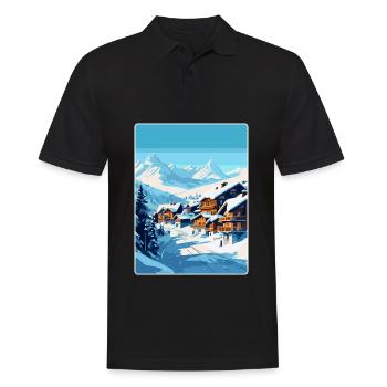 Val Thorens France Affiche de voyage vintage Souvenir - Polo Homme - noir - Devant - Kai (181cm)