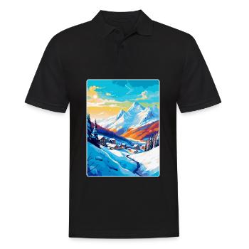 Les Arcs France Vintage Travel Poster Souvenir WPA - Men's Polo Shirt - black - Front - Kai (181cm)