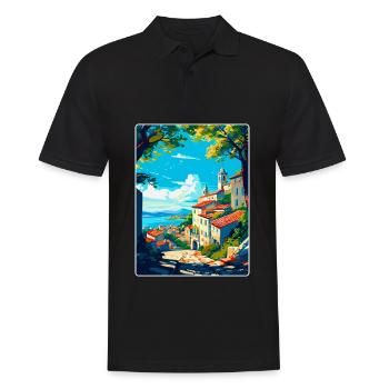 Viana Italy Vintage Travel Poster WPA Art Souvenir - Men's Polo Shirt - black - Front - Kai (181cm)