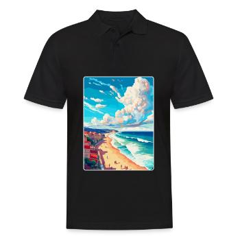 Nazaré Portugal Affiche de voyage vintage Souvenir WPA - Polo Homme - noir - Devant - Kai (181cm)