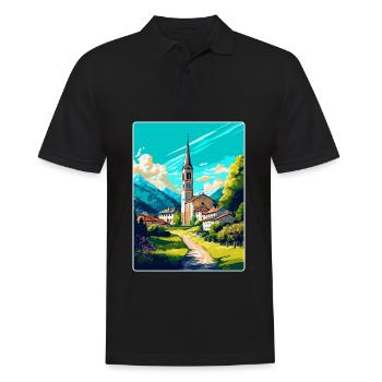Hallein Autriche Affiche de voyage vintage souvenir WPA - Polo Homme - noir - Devant - Kai (181cm)