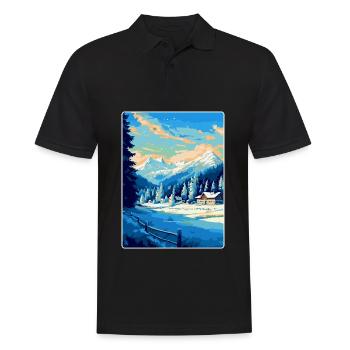 Kitzbuhel Austria Vintage Travel Poster Souvenir - Men's Polo Shirt - black - Front - Kai (181cm)