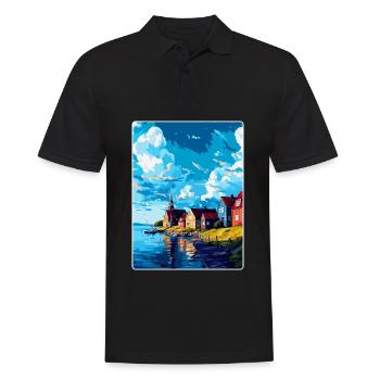 Trelleborg Suède Affiche de voyage vintage souvenir - Polo Homme - noir - Devant - Kai (181cm)
