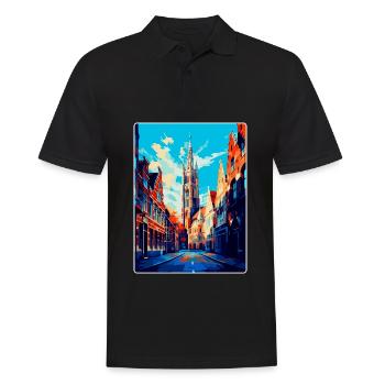 Louvain Belgique Affiche de voyage vintage Souvenir WPA - Polo Homme - noir - Devant - Kai (181cm)