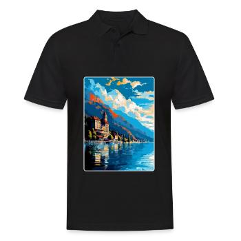 Montreux Schweiz Vintage Reiseplakat WPA Kunst - Männer Poloshirt - Schwarz - Vorne - Kai (181cm)