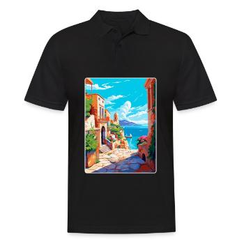 Rhodes Grèce Vintage Voyage Poster WPA Souvenir - Polo Homme - noir - Devant - Kai (181cm)