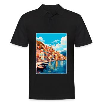 Symi Greece Vintage Travel Poster WPA Art Souvenir - Men's Polo Shirt - black - Front - Kai (181cm)