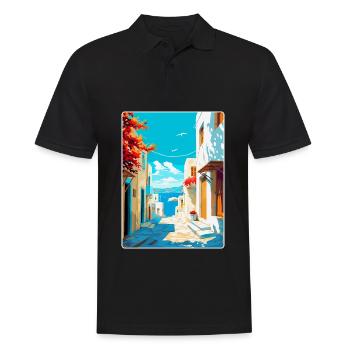 Paros Greece Vintage Travel Poster WPA Souvenir - Men's Polo Shirt - black - Front - Kai (181cm)
