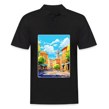 Aix En Provence Frankreich Vintage Reiseposter WPA - Männer Poloshirt - Schwarz - Vorne - Kai (181cm)