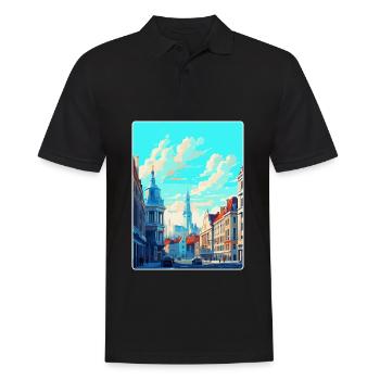 Brussels Belgium Vintage Travel Poster Souvenir - Men's Polo Shirt - black - Front - Kai (181cm)