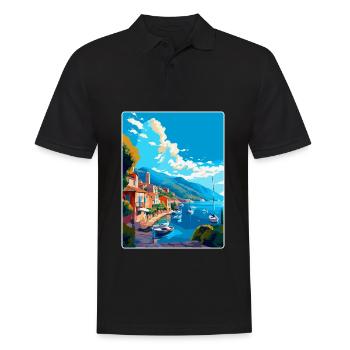 Samos Griechenland Vintage Reiseposter WPA Souvenir - Männer Poloshirt - Schwarz - Vorne - Kai (181cm)