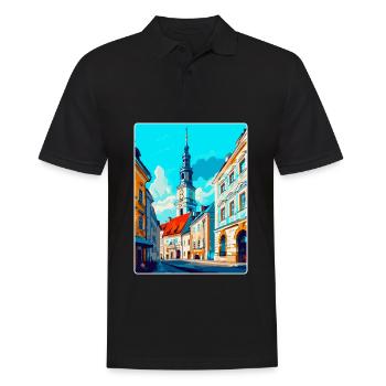 Czestochowa Pologne Affiche de voyage vintage souvenir - Polo Homme - noir - Devant - Kai (181cm)