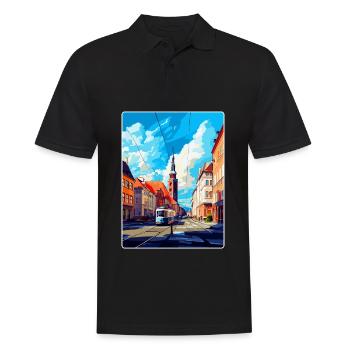 Ostrava Czech Republic Vintage Travel Poster WPA - Men's Polo Shirt - black - Front - Kai (181cm)