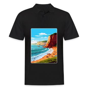 Torquay Cliffs England Uk Vintage Travel Poster - Men's Polo Shirt - black - Front - Kai (181cm)