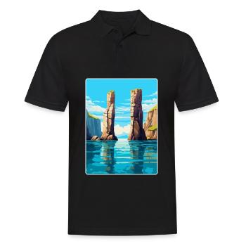 Affiche de voyage vintage Stack Rocks Pembrokeshire - Polo Homme - noir - Devant - Kai (181cm)