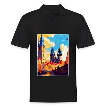 Prague République tchèque Affiche de voyage vintage WPA - Polo Homme - noir - Devant - Kai (181cm)