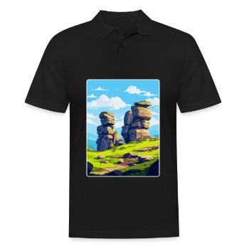 Brimham Rocks Angleterre Royaume-Uni Affiche de voyage vintage WPA - Polo Homme - noir - Devant - Kai (181cm)