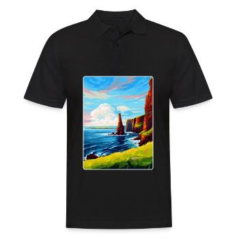 Duncansby Stacks Schottland UK Vintage Reiseposter - Männer Poloshirt - Schwarz - Vorne - Kai (181cm)