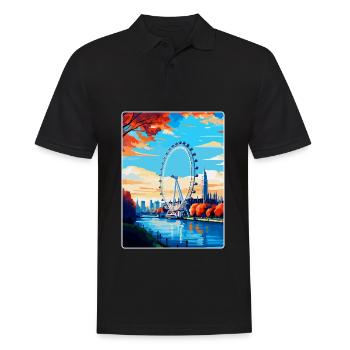 London Eye Angleterre Royaume-Uni Affiche de voyage vintage WPA - Polo Homme - noir - Devant - Kai (181cm)