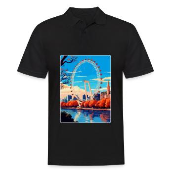 London Eye Angleterre Royaume-Uni Affiche de voyage vintage WPA - Polo Homme - noir - Devant - Kai (181cm)