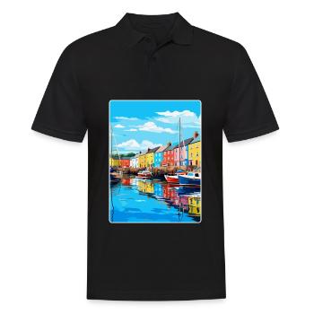 Plymouth Angleterre Royaume-Uni Affiche de voyage vintage souvenir - Polo Homme - noir - Devant - Kai (181cm)