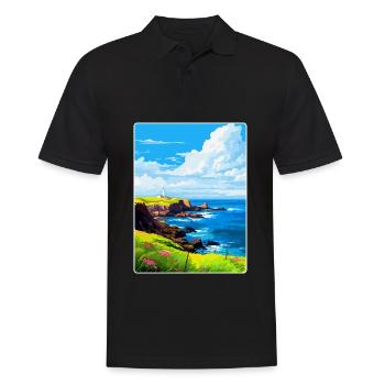 Lizard Point England Uk Vintage Travel Poster WPA - Men's Polo Shirt - black - Front - Kai (181cm)