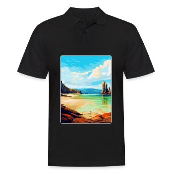 Isle Of Lewis Schottland Vereinigtes Königreich Vintage Reiseposter - Männer Poloshirt - Schwarz - Vorne - Kai (181cm)