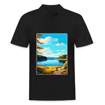 Parc forestier aquatique de Kielder, Angleterre, Royaume-Uni, Affiche de voyage - Polo Homme - noir - Devant - Kai (181cm)