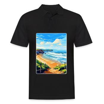Perranporth Beach Angleterre Royaume-Uni Voyage Affiche WPA Art - Polo Homme - noir - Devant - Kai (181cm)