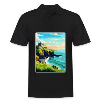 Château de Dunluce, Irlande, Royaume-Uni, Affiche de voyage vintage - Polo Homme - noir - Devant - Kai (181cm)