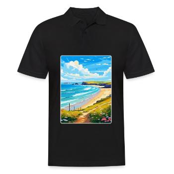 Daymer Bay Cornwall England Uk Travel Poster WPA - Men's Polo Shirt - black - Front - Kai (181cm)