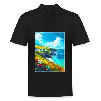 Cornwall England Uk Vintage Travel Poster Souvenir - Men's Polo Shirt - black - Front - Kai (181cm)