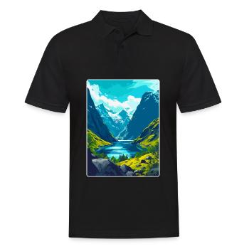 Die Fjorde Norwegen Vintage Reiseplakat Souvenir - Männer Poloshirt - Schwarz - Vorne - Kai (181cm)