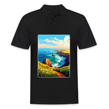 Lands End Cornwall England Uk Travel Poster WPA - Men's Polo Shirt - black - Front - Kai (181cm)