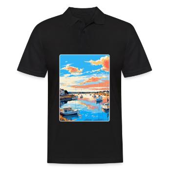 Poole Harbour England Uk Vintage Reiseposter WPA - Männer Poloshirt - Schwarz - Vorne - Kai (181cm)