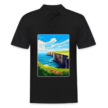 Bempton Cliffs Angleterre Royaume-Uni Affiche de voyage vintage - Polo Homme - noir - Devant - Kai (181cm)