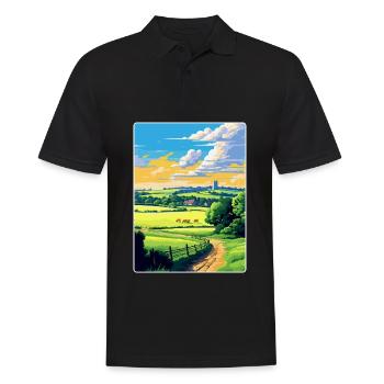 Cotswolds Angleterre Royaume-Uni Affiche de voyage vintage WPA Art - Polo Homme - noir - Devant - Kai (181cm)